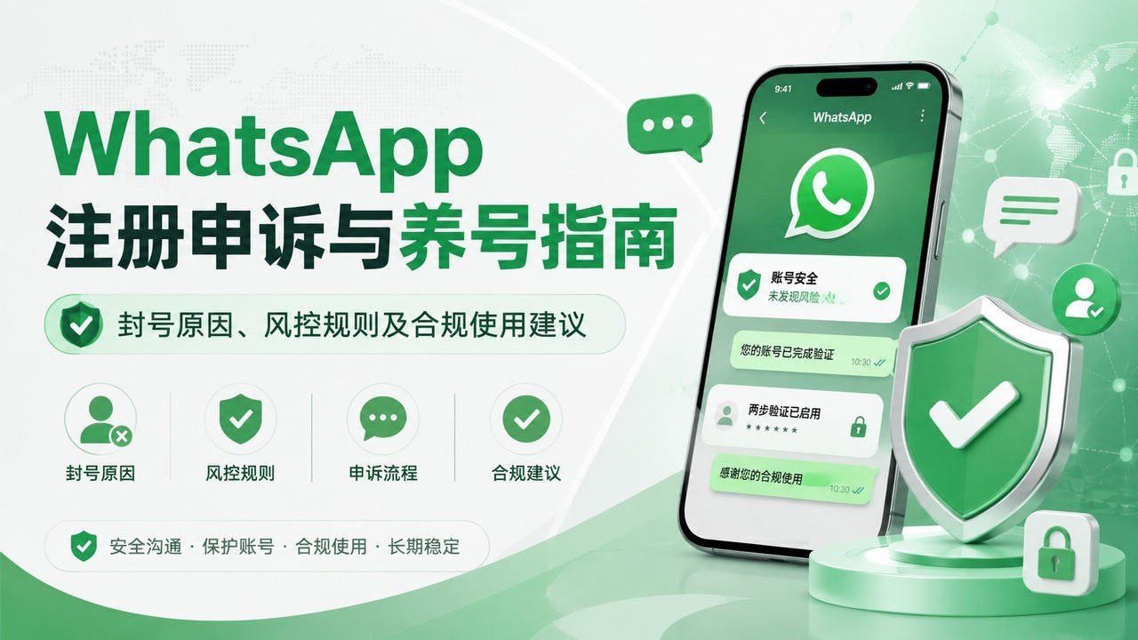 WhatsApp账号购买，注册申诉与养号指南：封号原因、风控规则及合规使用建议
